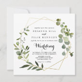 Geometric Gold Tropical Front & Back Wedding Einladung (Vorderseite)