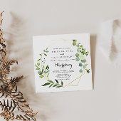 Geometric Gold Tropical Front & Back Wedding Einladung