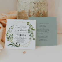 Geometric Gold Tropical Front & Back Wedding