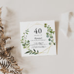Geometric Gold Tropical Green 40. Geburtstag Party Einladung<br><div class="desc">Diese geometrische goldgrüne Party Einladung aus dem 40. Jahrhundert eignet sich perfekt für eine Geburtstagsfeier. Das Design besticht durch handbemalte grüne Blätter,  die einen goldenen geometrischen Rahmen schmücken.</div>