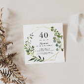 Geometric Gold Tropical Green 40. Geburtstag Party Einladung