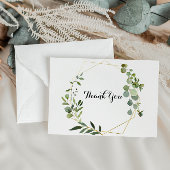 Geometric Gold Tropical Green Blätter Flat Wedding Dankeskarte