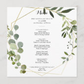 Geometric Gold Tropical Green Calligraphy Dinner Menükarte (Vorderseite)