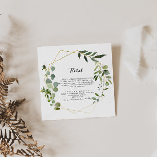 Geometric Gold Tropical Green Calligraphy Hotel Begleitkarte