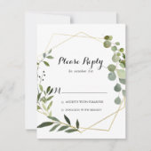 Geometric Gold Tropical Green Calligraphy UAWG RSVP Karte (Vorderseite)