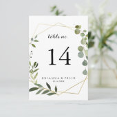 Geometric Gold Tropical Green Calligraphy Wedding Einladung (Stehend Vorderseite)