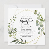 Geometric Gold Tropical Green Wedding Breakfast Einladung (Vorderseite)