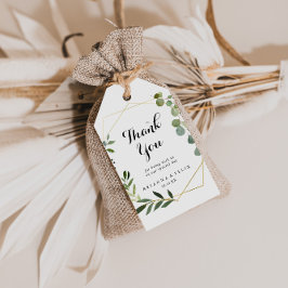 Geometric Gold Tropical Green Wedding Vielen Dank Geschenkanhänger