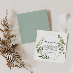 Geometric Gold Tropical Green Wedding wünscht gut Begleitkarte