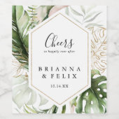 Geometric Gold Tropical Greenerenerity Cheers Wedd Weinetikett (Einzelnes Label)