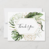 Geometric Gold Tropical Greenerenerity Flat Weddin Dankeskarte (Vorderseite)