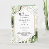 Geometric Gold Tropical Greenerity Folded Wedding Programm (Vorderseite)