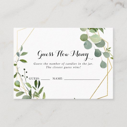 Geometric Gold Tropical Guess Wie viele Game Card Visitenkarte (Vorderseite)