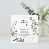 Geometric Gold Tropical ist eine Baby-Dusche Einladung (Stehend Vorderseite)