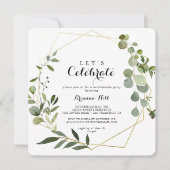 Geometric Gold Tropical Let's Celebrate Party Einladung (Vorderseite)