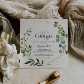 Geometric Gold Tropical Let's Celebrate Party Einladung