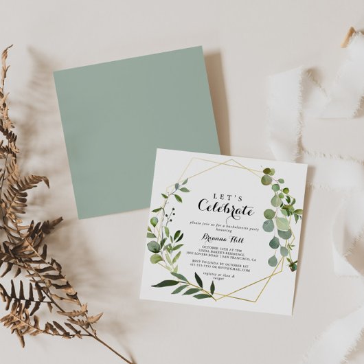 Geometric Gold Tropical Let's Celebrate Party Einladung