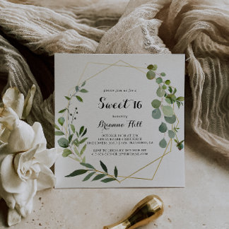 Geometric Gold Tropical Sweet 16 Geburtstagsparty Einladung