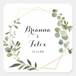 Geometric Gold Tropical Wedding Umschlag Aufkleber