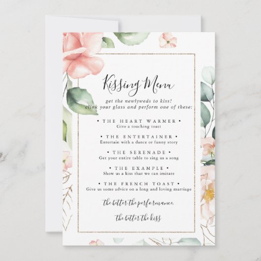 Geometric Gold Wedding Kissing Menu Game Card (Vorderseite)