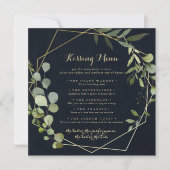 Geometric Gold Wedding Kissing Menu Game Card (Vorderseite)
