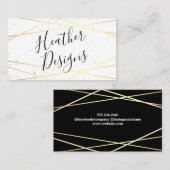 Geometric Gold White Foil Shine Visitenkarte (Vorne/Hinten)