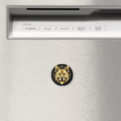 Geometric Golden Wolf Illustration Magnet (In Situ (Geschirrspüler))