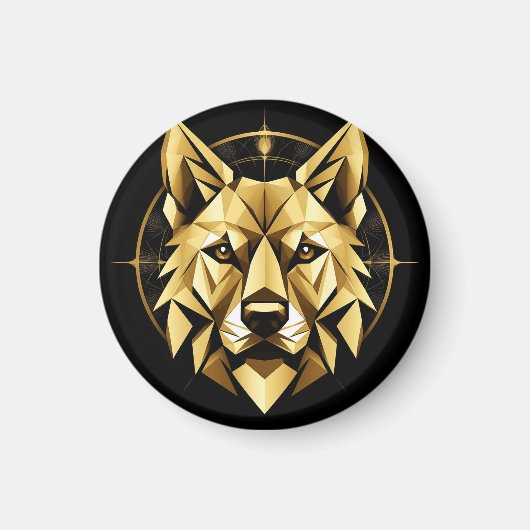 Geometric Golden Wolf Illustration Magnet (Vorne)
