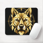 Geometric Golden Wolf Illustration Mousepad (Mit Mouse)