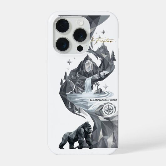 “Geometric Gorilla iPhone Case – Silver Jungle  Hülle (Rückseite)