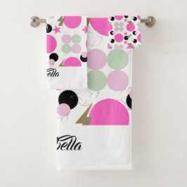 Geometric graphic power girl badhandtuch set