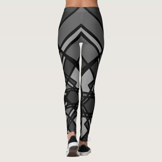 Geometric Grau and Black Leggings von Joya Eve (Rückseite)