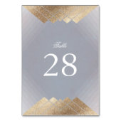 Geometric Gray Deko Gold Gatsby Wedding Tischnummer (Rückseite)