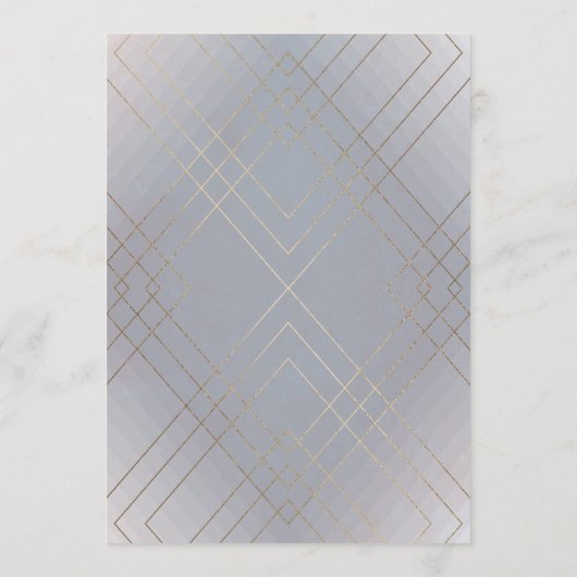 Geometric Gray Gatsby Calligraphy Wedding Einladung (Rückseite)