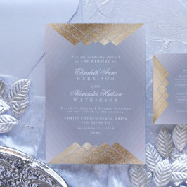 Geometric Gray Gatsby Calligraphy Wedding Einladung