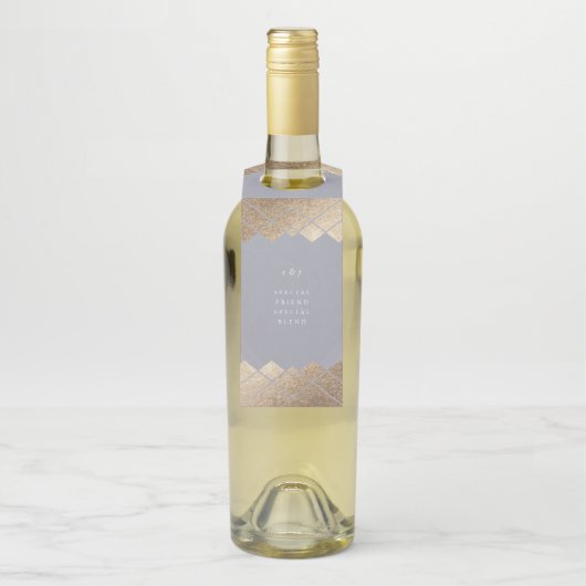 Geometric Gray Gatsby Wedding Flaschenanhänger (Auf Flasche)