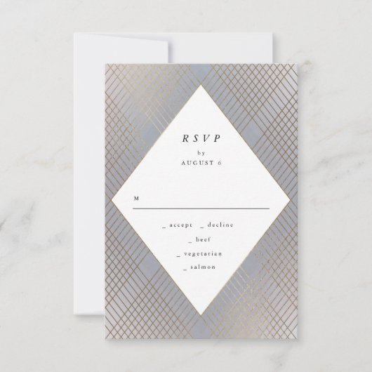 Geometric Gray Gatsby Wedding RSVP (Vorderseite)