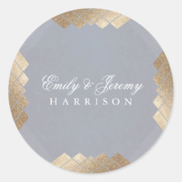 Geometric Gray Gatsby Wedding Runder Aufkleber