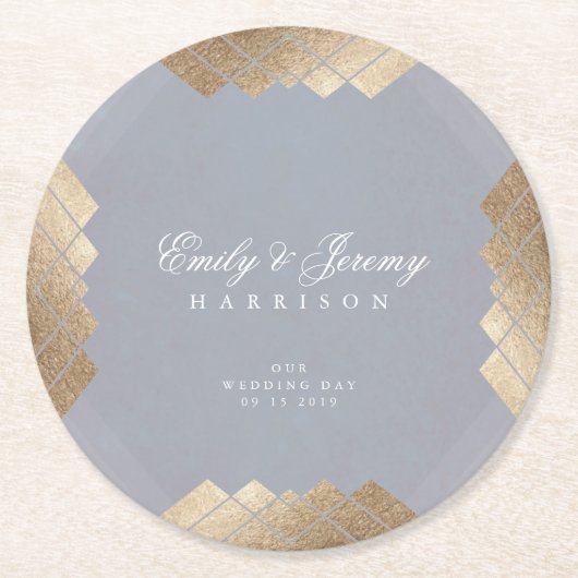 Geometric Gray Gatsby Wedding Table Untersetzer (Vorderseite)