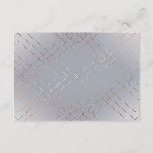 Geometric Gray Gold Gatsby Wedding Reception Card Begleitkarte (Rückseite)