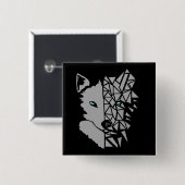 Geometric Gray Wolf Button (Vorne & Hinten)