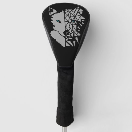 Geometric Gray Wolf Golf Headcover (Vorderseite)