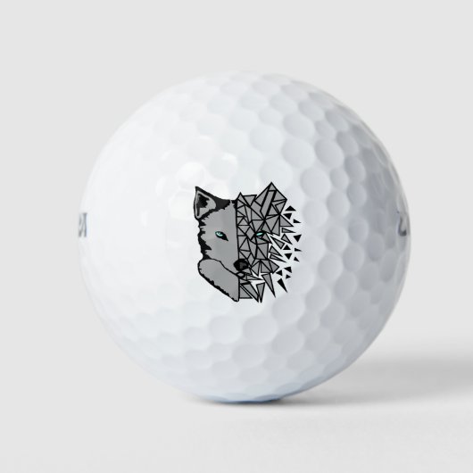 Geometric Gray Wolf Golfball (Vorderseite)