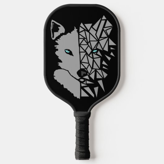 Geometric Gray Wolf Pickleball Schläger (Vorderseite)