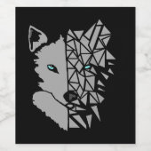 Geometric Gray Wolf Weinetikett (Einzelnes Label)