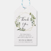 Geometric Green Eucalyptus Leaf Wedding Vielen Dan Geschenkanhänger (Vorderseite)