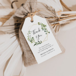 Geometric Green Eucalyptus Leaf Wedding Vielen Dan Geschenkanhänger