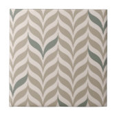 Geometric Green Taupe Decorative Leaf Muster DIY Fliese (Vorderseite)