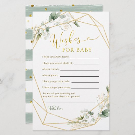 Geometric Greenery Baby in Bloom Wishings for Baby (Vorne/Hinten)