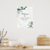 Geometric Greenery Couples Dusche Begrüßungszeiche Poster (Küche)